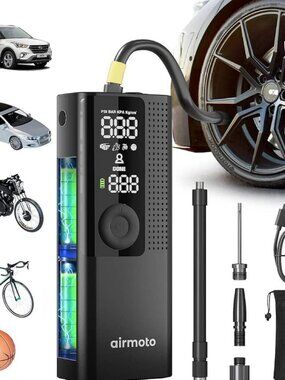 Airmoto Tire Inflator Portable Air Compressor, Black